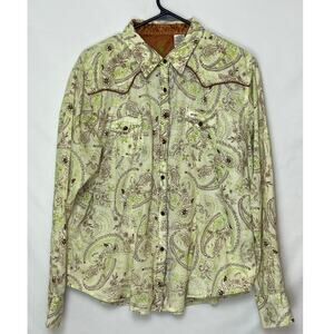 Wrangler 20X Women’s 2XL Brown Floral Pearl Snap Shirt Ultra Fit Long Sleeve